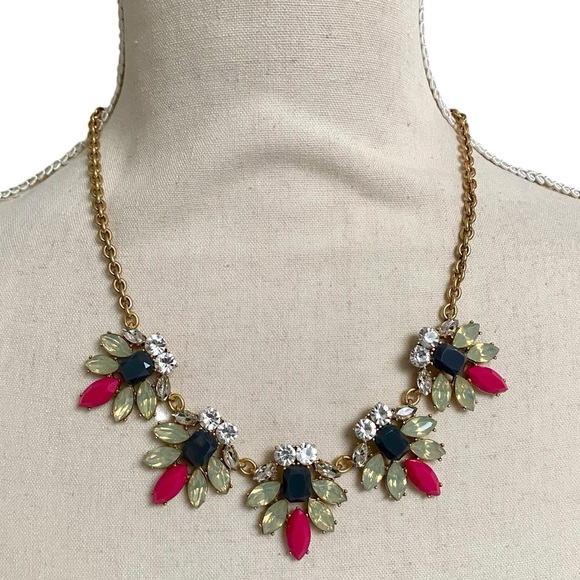J.Crew Factory Crystal Watchbird Statement Necklace NWT 17” Adjustable Chain - Picture 1 of 6